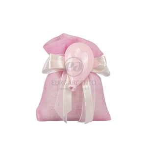 Sacchettino porta confetti con magnete palloncino (rosa)