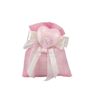 Sacchettino porta confetti con magnete palloncino cuore (rosa)
