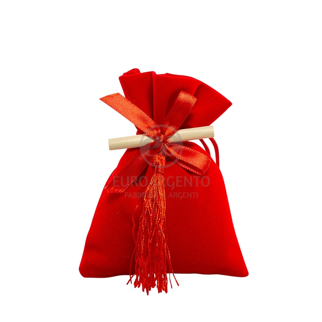 Sacchettino porta confetti in velluto con pergamena (rosso)