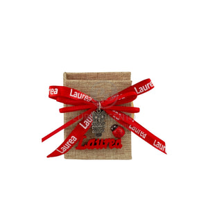 Scatolina porta confetti libro laurea con gufo (rosso)