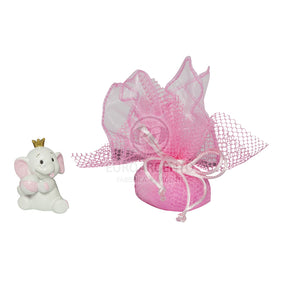 Elefante con Fazzoletto porta confetti (rosa)