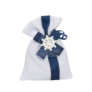 Tema marino - Sacchettino porta confetti con gessetto (bianco/blu)