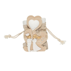 Scatolina legno cuore sposi con gessetto