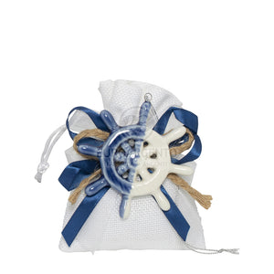 Tema marino - Sacchettino porta confetti con magnete blu  (bianco)