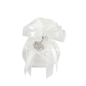 Pochette porta confetti con charm corona strass(bianco)